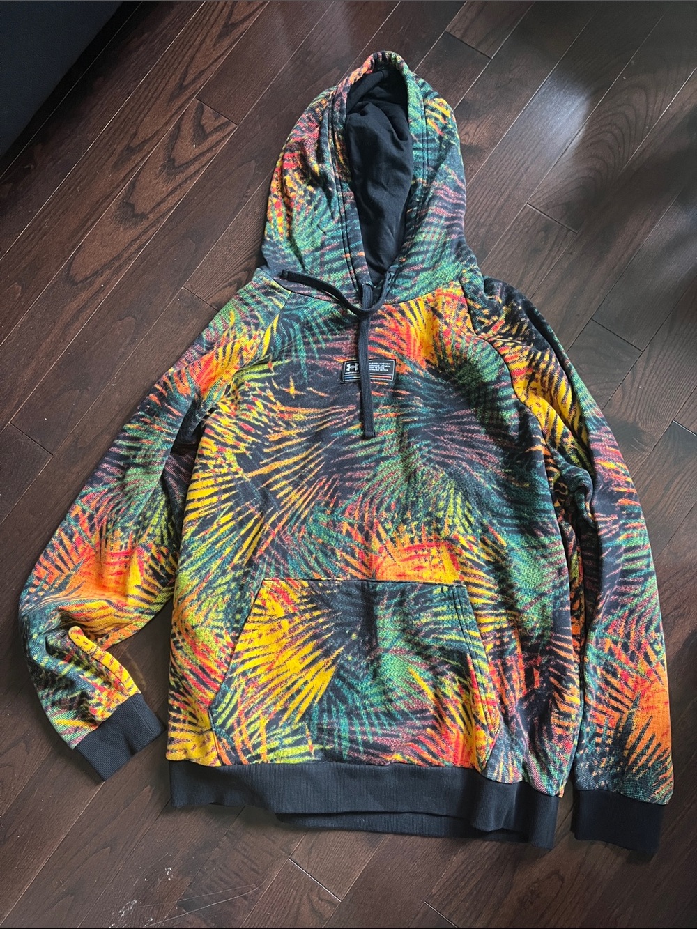 Men's Multicolor Palm-Print Hoodie Sweater